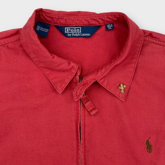 VINTAGE Polo Ralph Lauren Jacket Mens Extra Large Red Bomber Full Zip Canvas - Picture 5 of 16